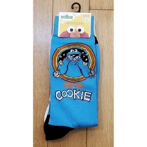 New Men's Cookie Monster & Oscar The Grouch Playing Trumpet Crew‎ Socks 2 Pairs